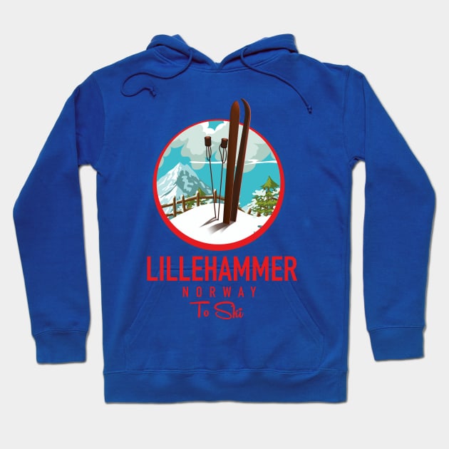 Lillehammer Norway Ski logo Hoodie by nickemporium1